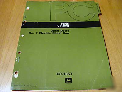 John deere no. 7 electric chainsaw parts manual catalog