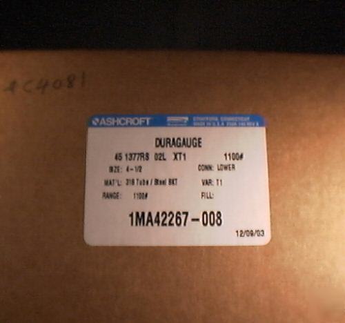New ashcroft pressure test gauge 
