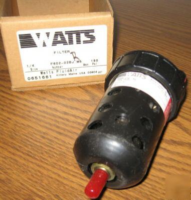 Watts fluidair filter F602-02BJ 5M 1/4 150 psi air nos