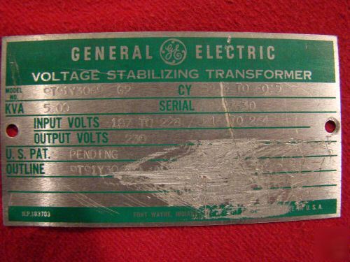 General electric 5 kva voltage stabilizing transformer 