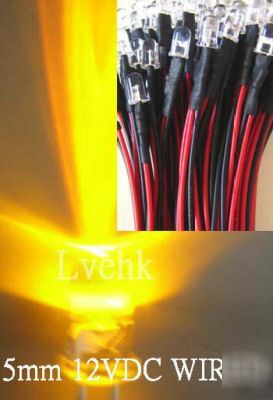 50P 12V dc pre wired 5MM 13,000MCD amber led custom car