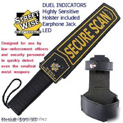 New streetwise secure scan metal detector w/ holster 