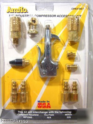 1/4 air compressor accessory kit coupler plug blow gun 