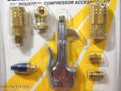 1/4 air compressor accessory kit coupler plug blow gun 