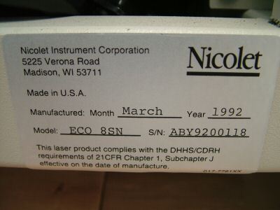 Nicolet eco 8SN wafer spectrometer system 200MM