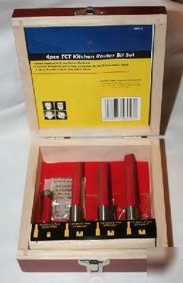 4 pc tct kitchen router bit / bits in presentation case