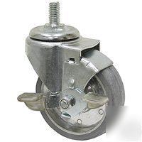 4X1-1/4 gray swivel stem caster w/brake