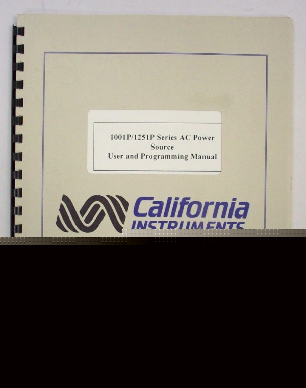 California instruments 1001P/1251P user and prog manual
