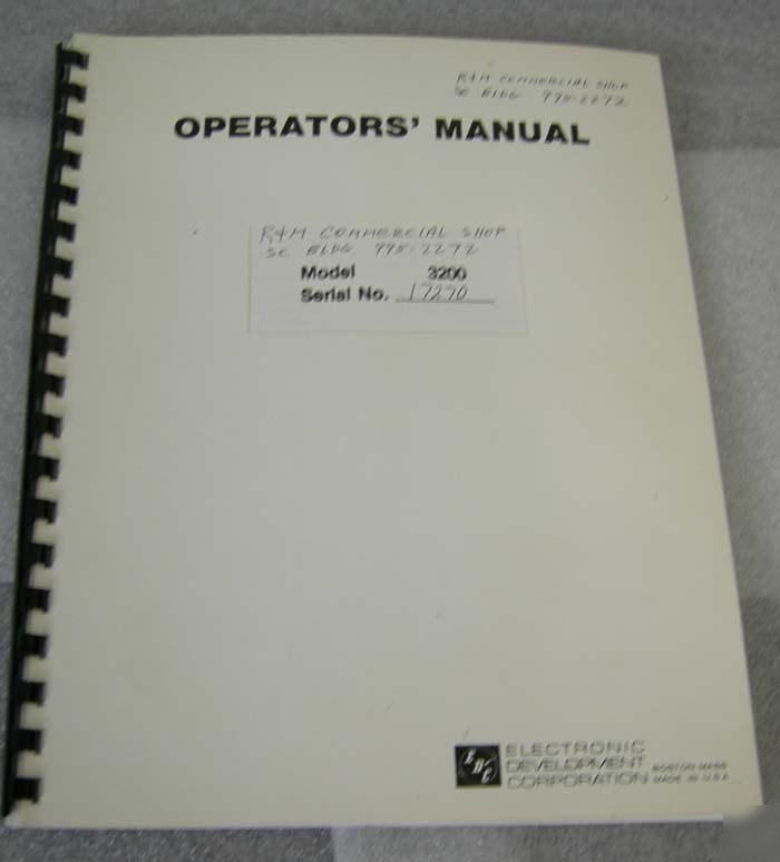 Electronic development corp. 3200 operators manual