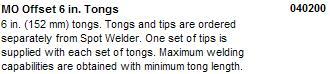Miller 040200 mo offset 6 in. tongs