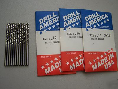 New metric drill bits 2.50 usa made qty 36 