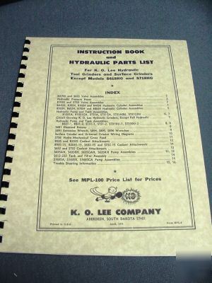 Ko lee grinder instruction book & hydraulic parts list