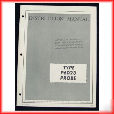 Tektronix P6023 X10 probe manual w/schematics