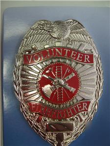 Volunteer fire department badge silver