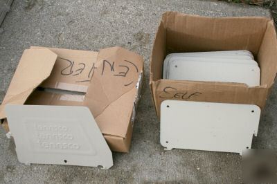 2 tennsco grey metal enclosed storage shelving units 