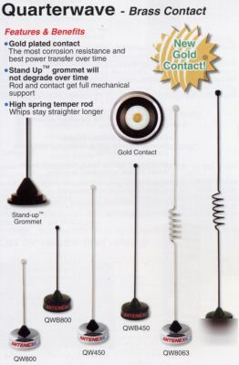 Antenex quarterwave antennas 806-896 mhz chrome #QW800