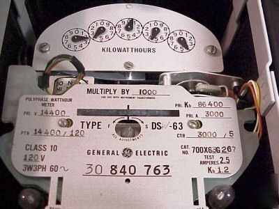 Ge polyphase watthour meter cat no. 700X63G2 3W3PH
