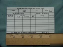 Lot of 50 pp-6188/asn-92 ni-cad battery history cards