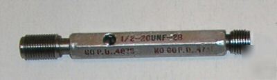 1/2-20 unf left hand thread gage - goo/nogo plug lh