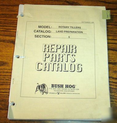 Bush hog RT30 thru RTN80 rotary tiller parts catalog