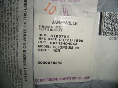Janesville / lion apparel firefighters bunker pant- 40R
