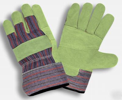 Split cow leather patch palm work garden gloves lot/36