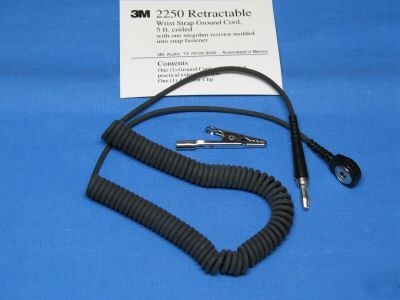 3M # 2250 ~ wrist strap ground cord ~ 5' coiled cord 