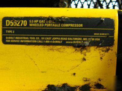 Dewalt 5.5 hp gas 8 gal. D55270 portable compressor 