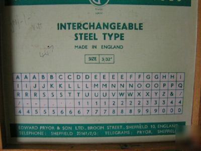 Steel type punch lettering set holds 13 letter at once