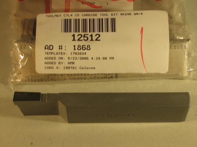 Toolmex CTL4 C5 carbide tool bit 4K246 qn=4