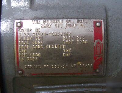 Duriron mark iii pump 2K2X1-10A/94RV