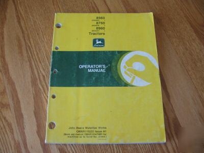 John deere 8560, 8760, 8960 tractors operator's manual