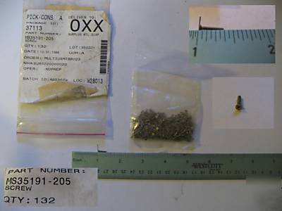 Machine screw milspec MS35191-205 steel cadium chromate