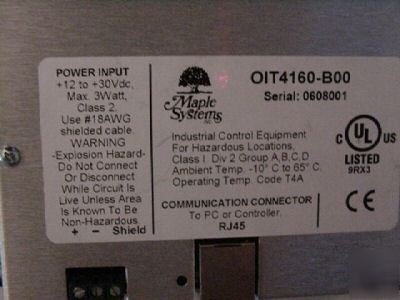 Maple systems micro oit 4160 touch screen interface 