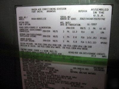 New rheem rkka series rkka-A085CL13E air conditiong 