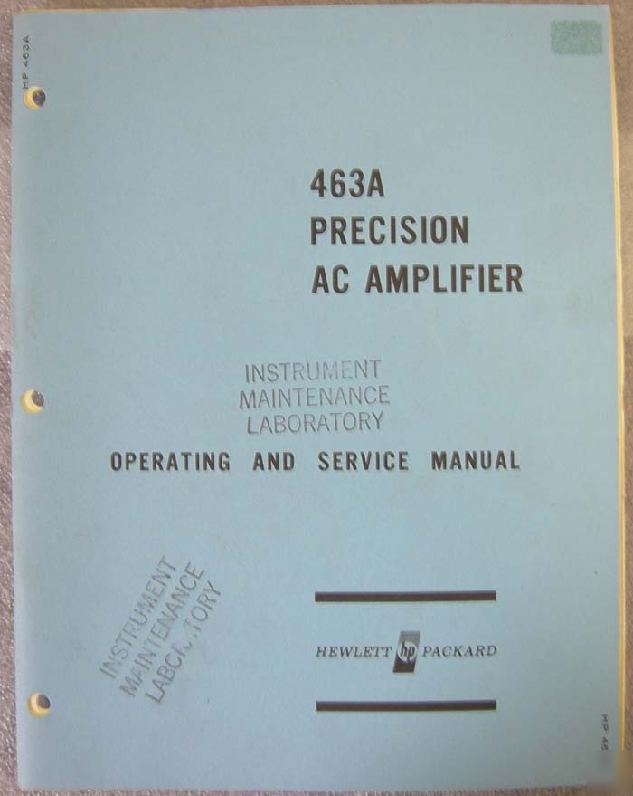 Hp 463A precision ac amplifier manual
