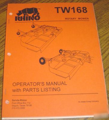 Rhino TW168 mower parts catalog operator's manual