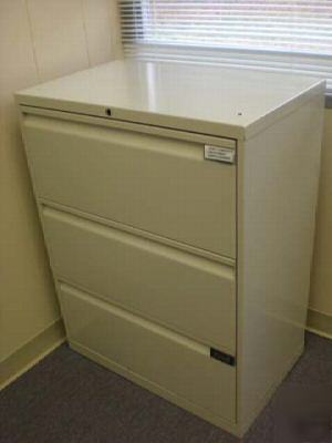 Steel three drawer lateral filing cabinets