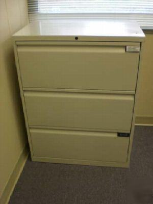 Steel three drawer lateral filing cabinets