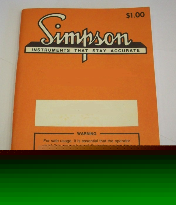 Simpson 262SERIES 2 op/service manual - $5 shipping 