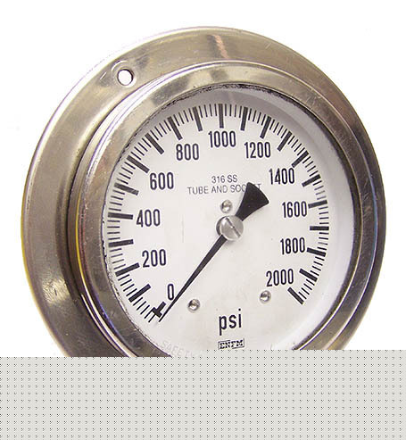 Enfm 316SS tube and socket 0-2,000 psi gage / gauge