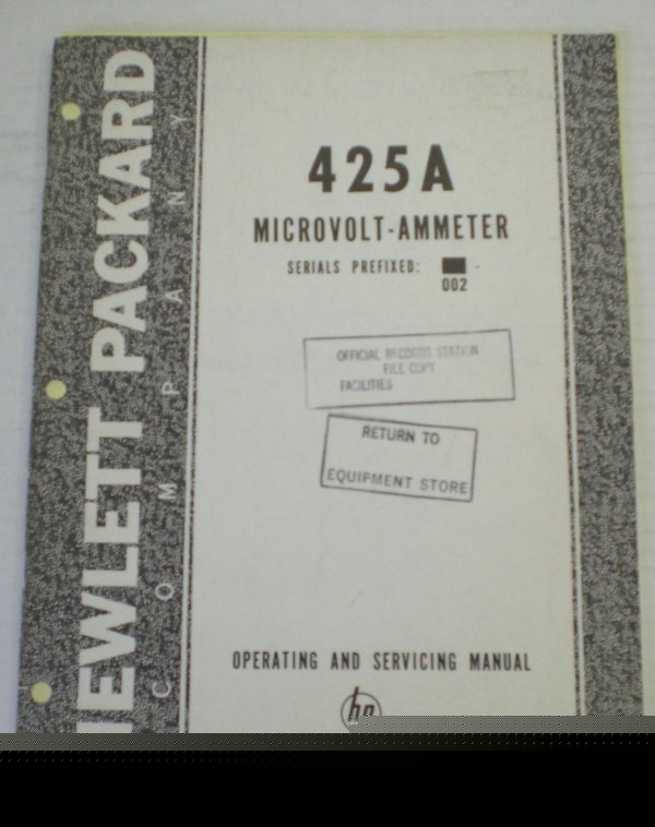 Hp 425A microvoltammeter operating manual - $5 shipping