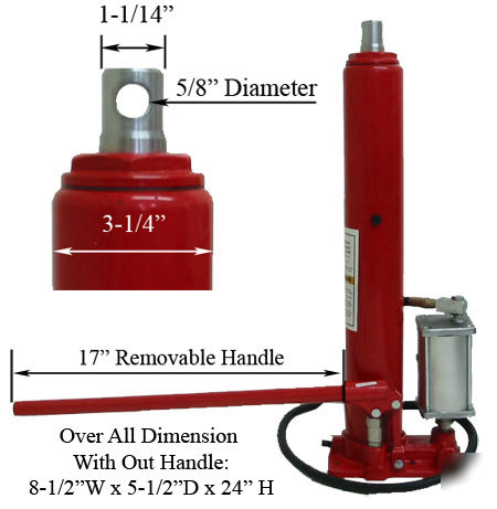 8 ton air hydraulic long ram porta power ear flat base