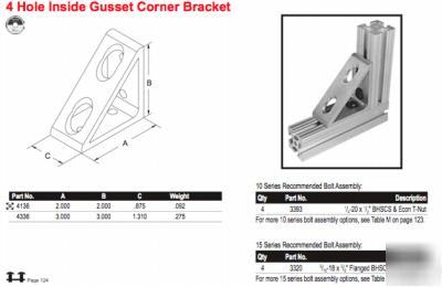 4 (#4336) 4-hole in. gusset corner brackets(80/20 inc)