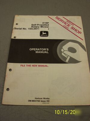 John deere operators manual dealer copy rotary mower