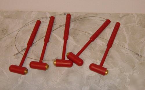  lot of 5 red breaker hammers w/cable 1011R fire alarm