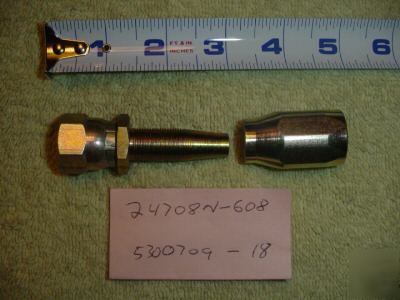 Qty 6 ** weatherhead # 24708N-608 fittings for # 8 hose