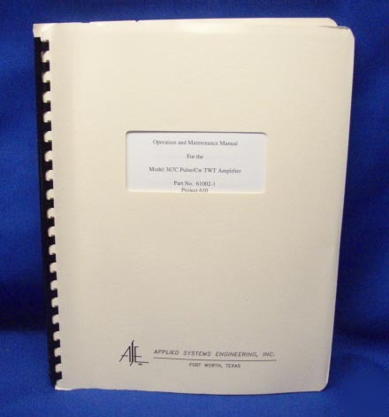 Applied systems model 367C op & maintenance manual