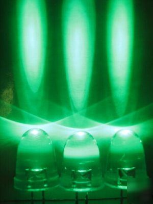 100 x 10MM pure green led lamp 70,000 mcd freeresistor