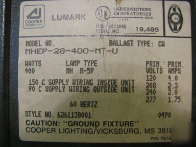 Cooper lighting mhep 28-400-mt-u 400 watts 113E